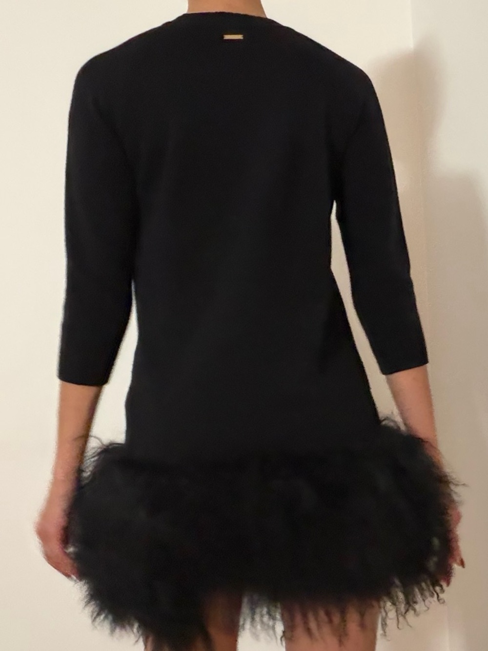 DSQUARED2 Black Feather-Hem Mini Dress - Picture 2 of 6